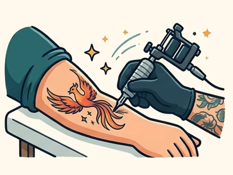 Inking session with sterile single-use needles